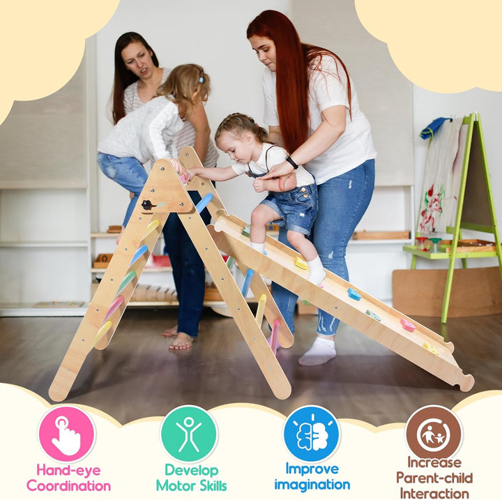 Klettergerüst für Kleinkinder: Regenbogen Klettergerüsts aus Holz für Kleinkinder, Pikler-Dreieck-Se