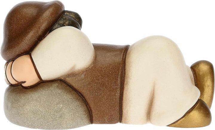 THUN, Schlafender Schäferhund aus Keramik, handdekoriert, Farbe Weiss, Linie Klassische Krippe, Weih