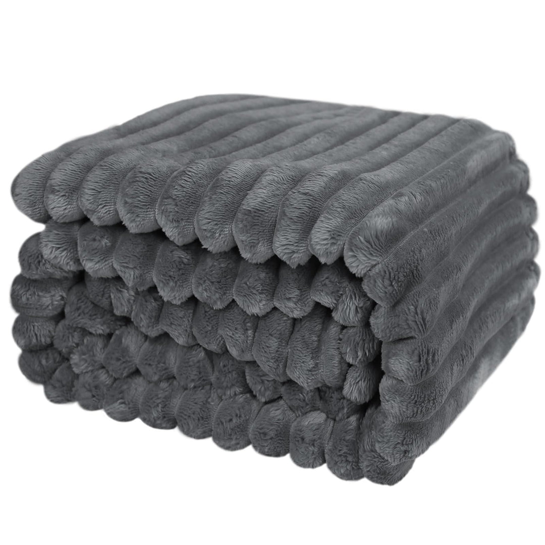 Kuscheldecke - Warme Flausige Bettüberwurf Decke und Sofadecke - Streifen Design Mama, Frauen und Fr
