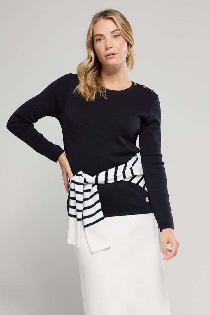 Armor Lux Damen Pull Marin uray Homme Pullover, Blau (D85 Rich Navy D85), 42 (Herstellergrösse: 4)
