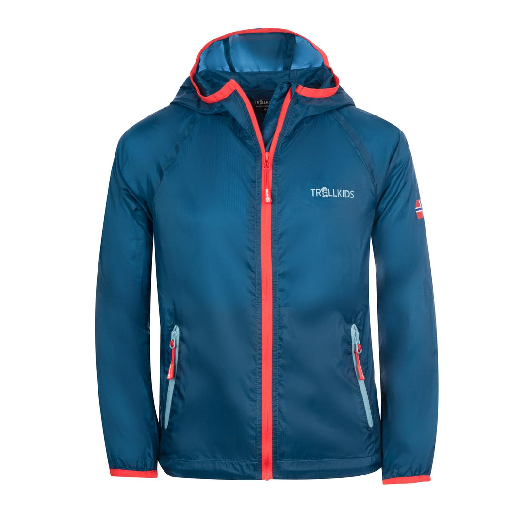 Trollkids Kids Fjell Running Jacket 98 Petrol/Red, 98 Petrol/Red