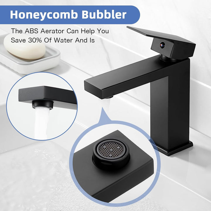 Wasserhahn Bad Schwarz, Waschtischarmatur Einhandmischer Armatur Waschbecken Eckig Badezimmer Mischb