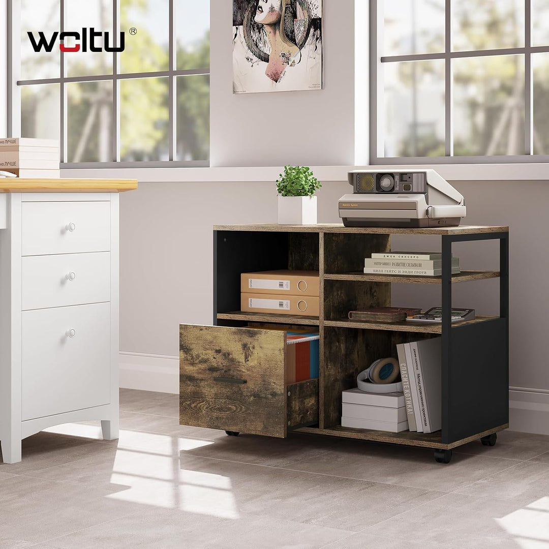 WOLTU Aktenschrank, Rollcontainer mit Schublade, Büroschrank auf Rollen, Rollschrank, Bürocontainer,