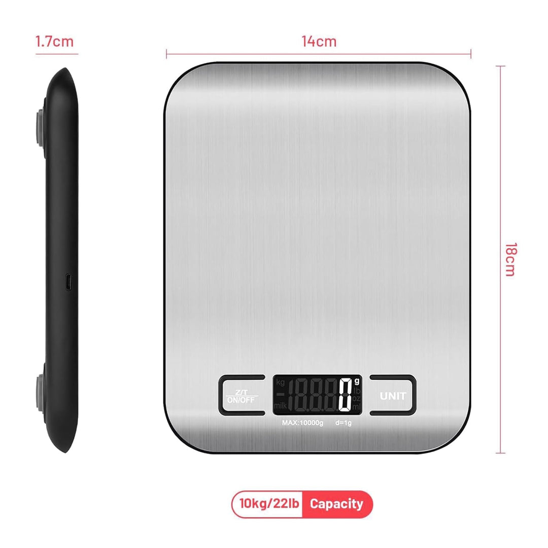 Rechargeable Food Digital Scale, USB C Port with Fast Charging Support Kitchen Scale Multifunction S