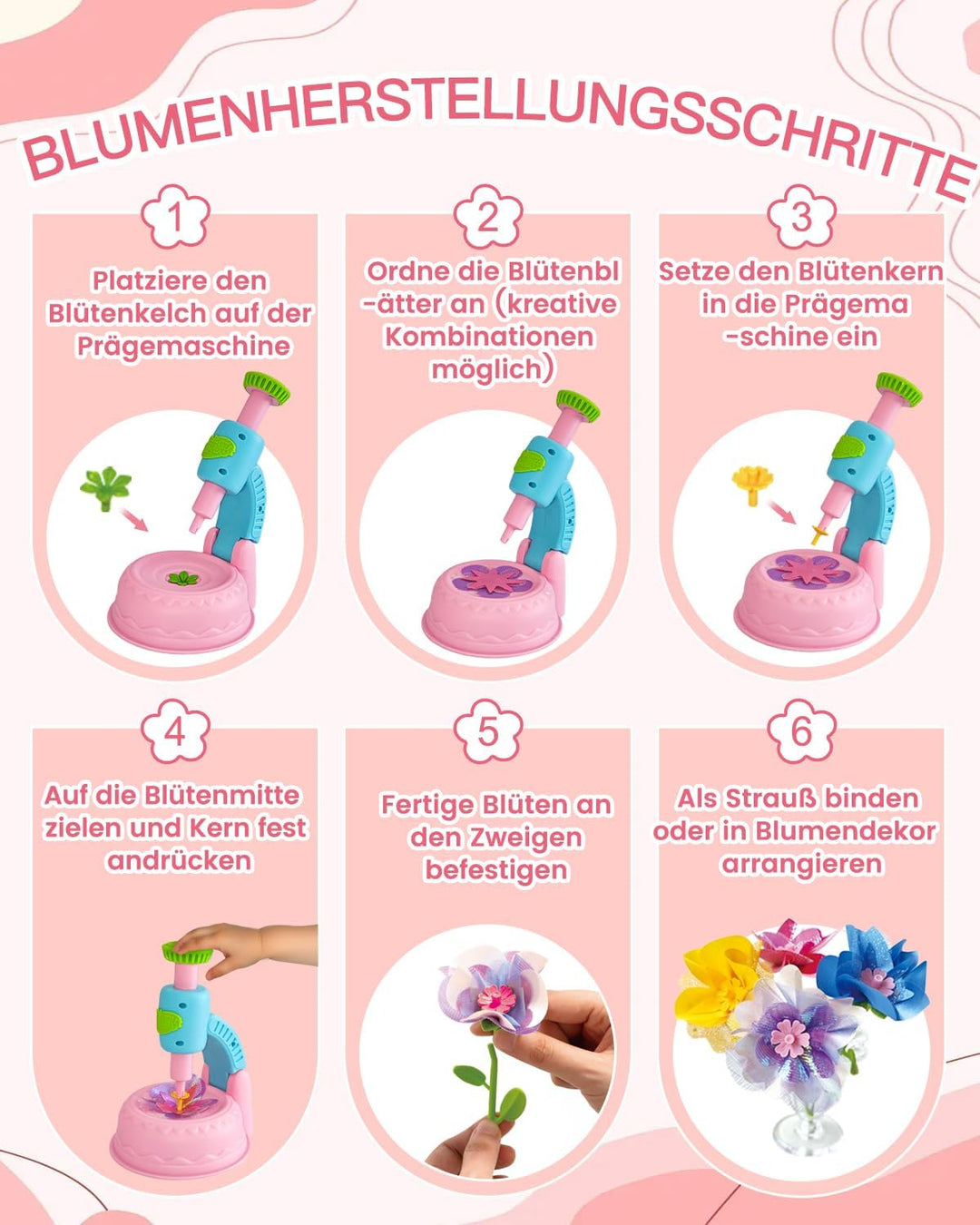 Glowsprout DIY Blumenbastelset für Kinder von 3 bis 12 Jahren - Zubehör schöne Stoffblumensträusse b