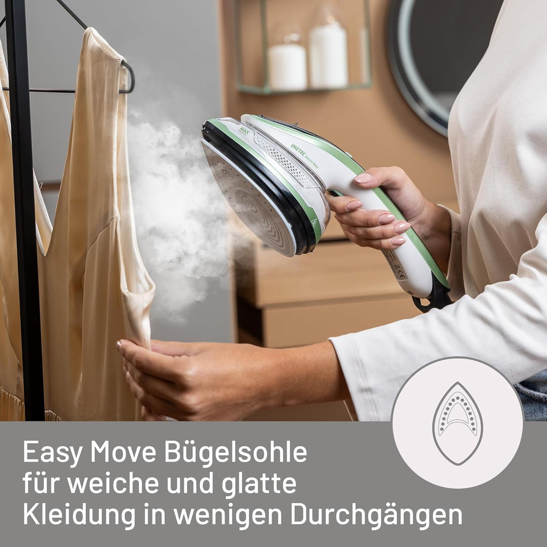 Imetec Steam Easy Dampfbügeleisen, tragbar, vertikales und horizontales Bügeln, Keramiksohle, dreifa