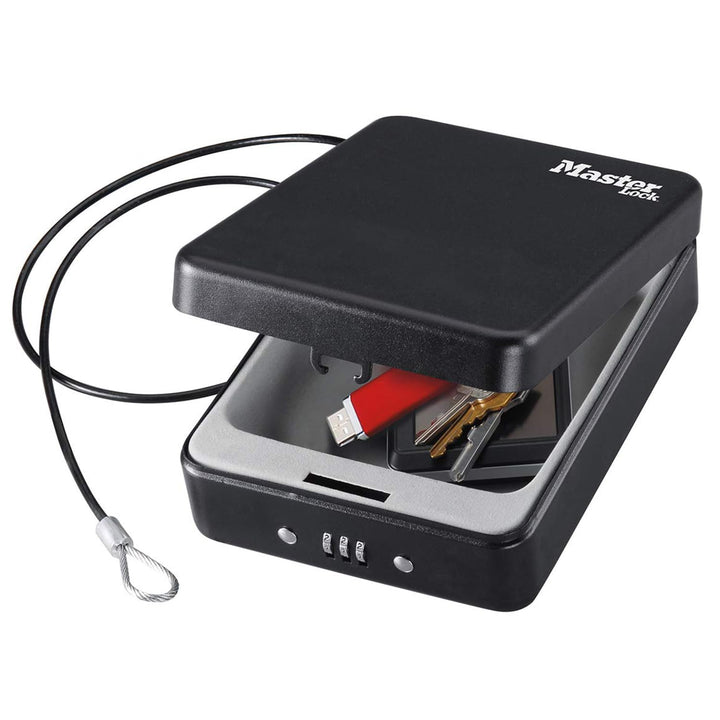 MASTER LOCK Kompakttresor [Kombination] [mit Kabel] P005CEURBLKHRO – Ideal für Scheckbücher, Schmuck