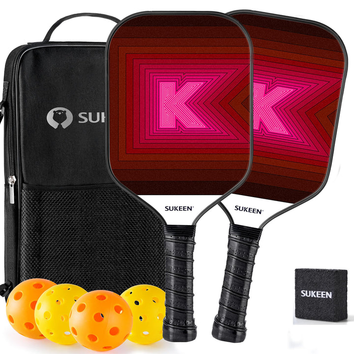 Sukeen Pickleball Schläger Set von 2, Fiberglas Oberfläche Pickleball Set mit Pickleball Racket, Pic