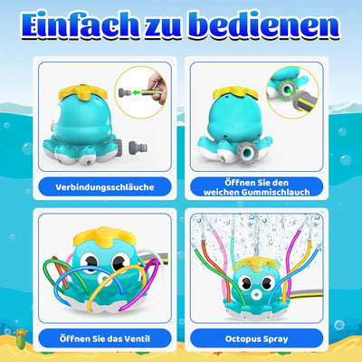 JONRRYIN Wasserspielzeug Kinder Outdoor Spielzeug, Oktopus Sprinkler Gartenspielzeug Draussen Wasser