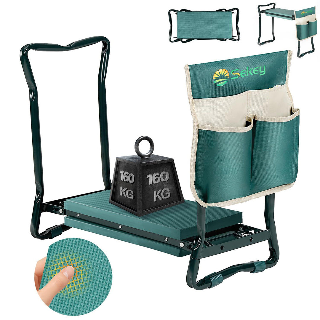 Sekey 2 in 1 XXL Kniebank für Gartenarbeit Gepolstert Gartenhocker Klappbar Gartenbank Höhenverstell