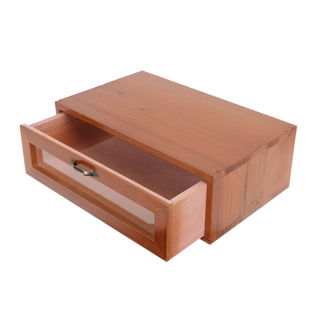 UKCOCO Monitorständer Mit Schublade: Retro Schreibtisch Monitor Erhöhung Holz Desktop Organizer Und