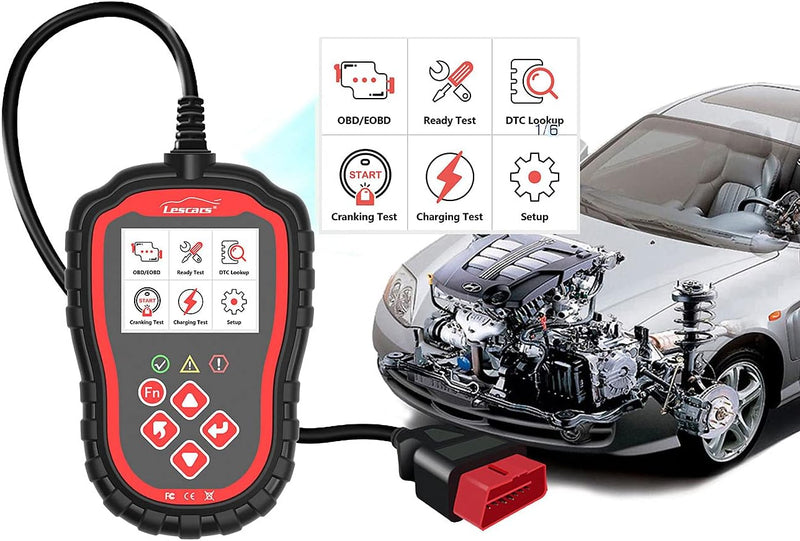 Lescars Kfz Diagnosegerät: OBD2-Diagnosegerät OD-450 mit 6,1-cm-Farbdisplay (2,4"), bis 300 Codes (O