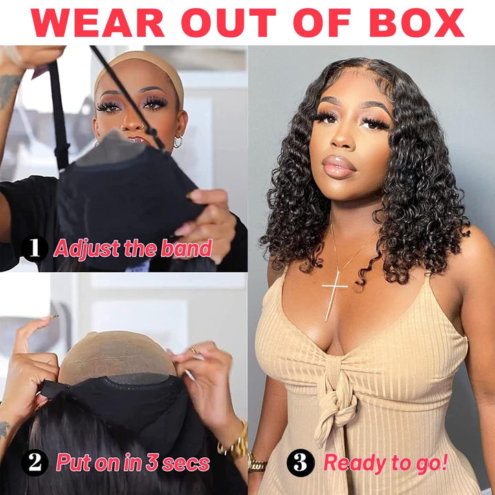 Human Hair Bob Wig 4x4 Curly Glueless Wig Human Hair For Black Women 180% Dichte Echthaar Perücke Mi