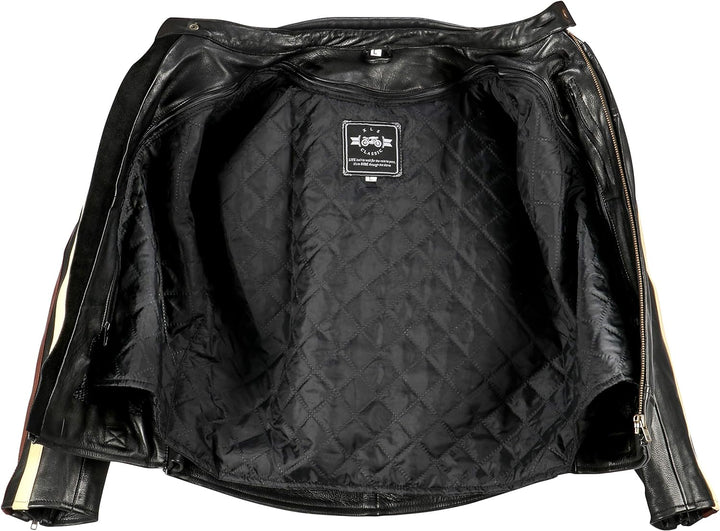 Motorradjacke XLS Classic One für Herren schwarz Retro Bikerjacke herausnehmbares Thermofutter Gröss