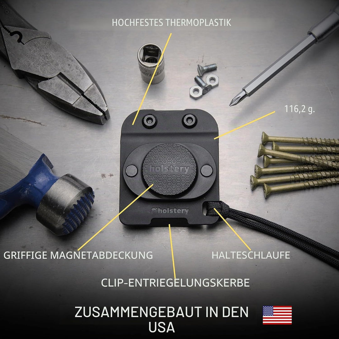 MagMaster | Magnetic Tool Holder - Strong Clip-On Belt Magnet Holster for Screws, Nails, Hammer, Soc