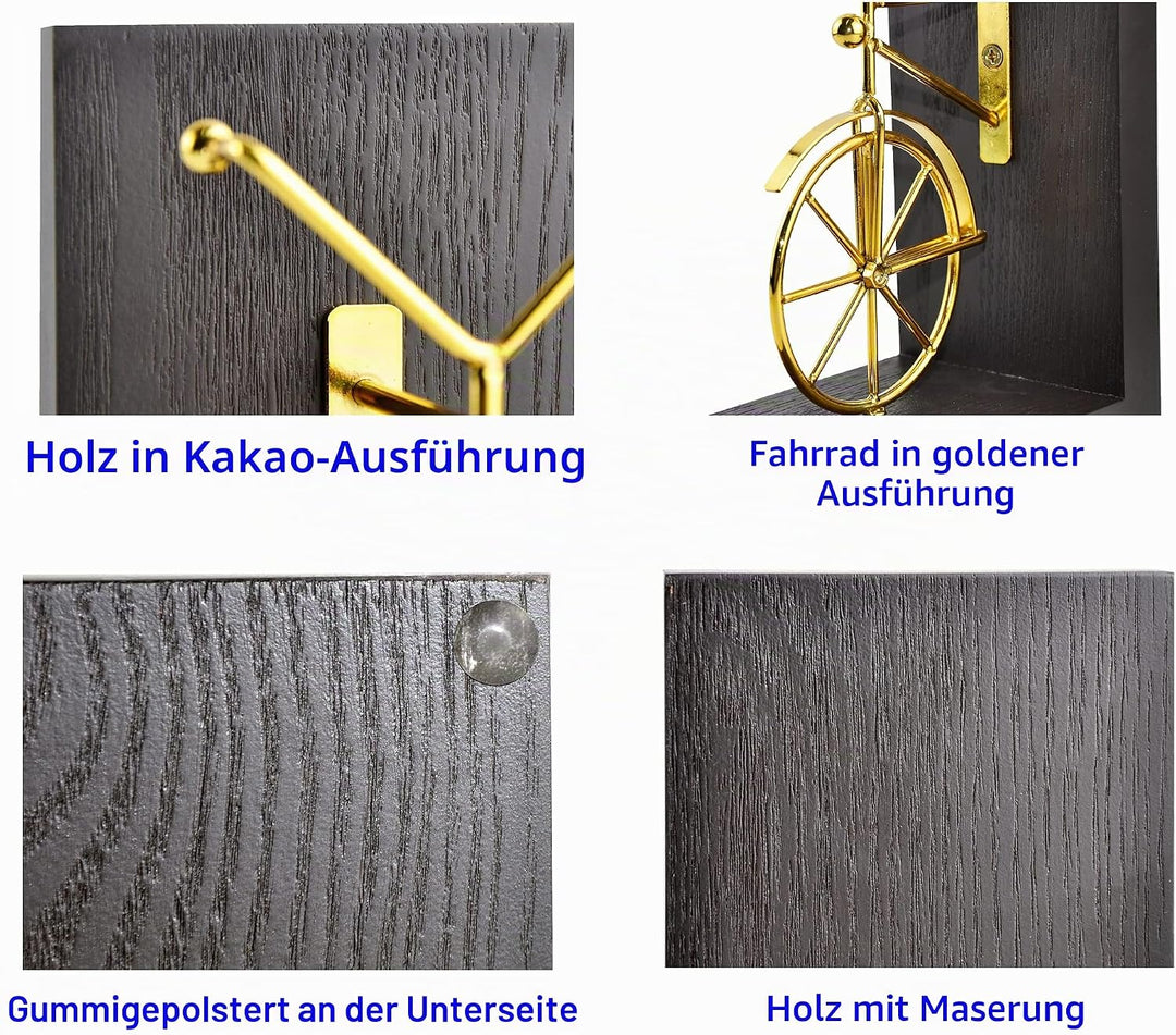 Spiretro Fahrrad-Buchstützen, dekorative Buchstützen mit Rutschfester Rückseite, Holz-Metall-Buchstä