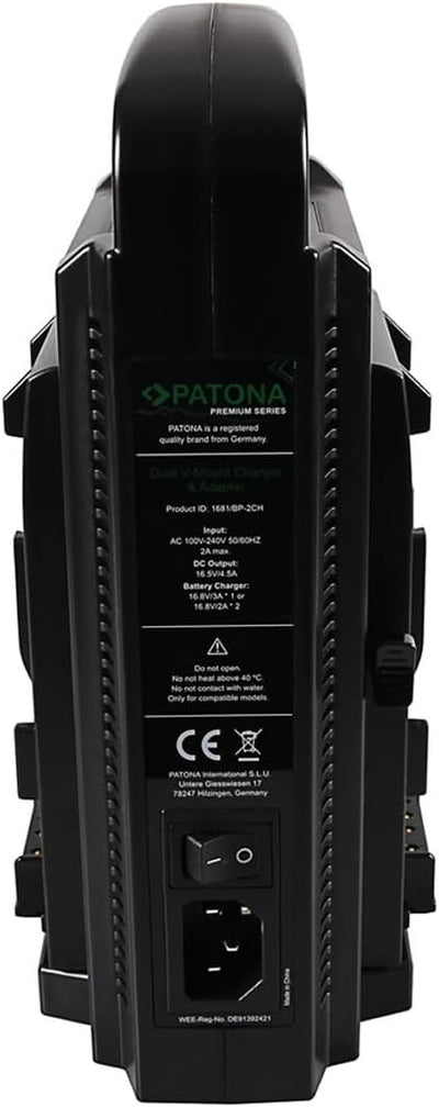 PATONA Premium V-Mount 4 Kanal smart Ladegerät (3A) mit 4-Pin XLR DC Kabel V-Mount 4 Kanal Lader, V-