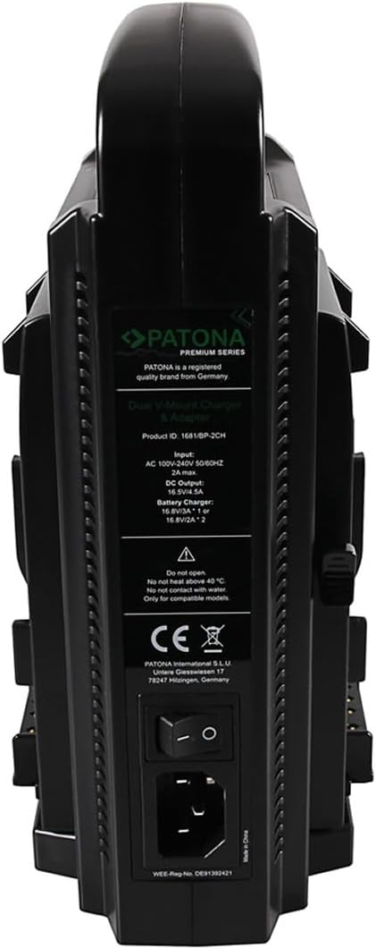PATONA Premium V-Mount 4 Kanal smart Ladegerät (3A) mit 4-Pin XLR DC Kabel V-Mount 4 Kanal Lader, V-