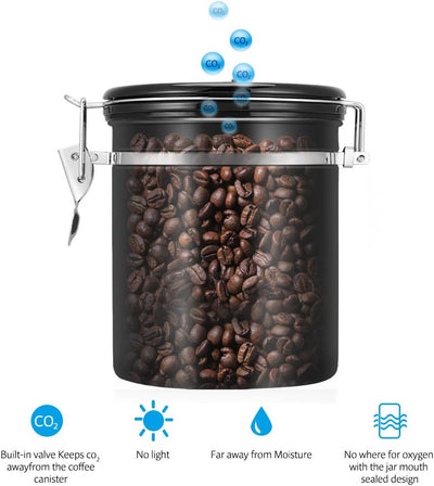 Kaffeedosen Luftdicht, 304 Edelstahl Kaffeebehälter Vorratsdosen Edelstahldose Vakuum Dose für Kaffe