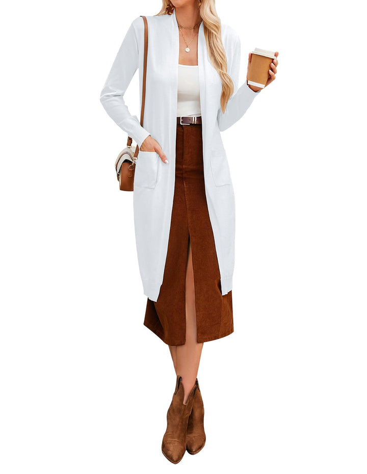 GRACE KARIN Damen Strickjacke Offene Langarm Knitwear Casual Maxi Lang Cardigan Sweater CLE02380 S W