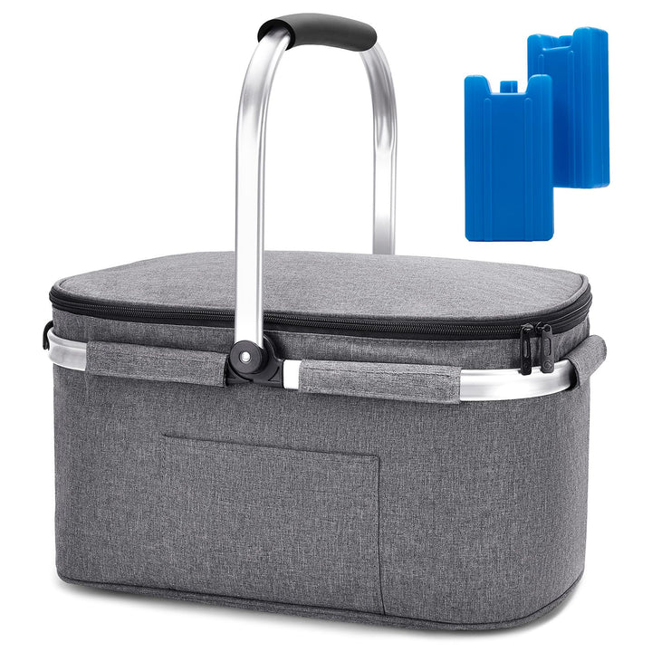 ALLCAMP Gross Faltbar Isoliert Kühltasche - Einkaufskorb Thermo Mit Deckel, Abnehmbarer Picknickkorb