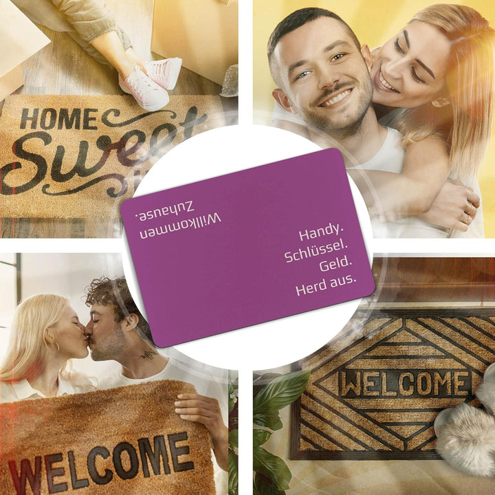 PR Print Royal Fussmatte mit Spruch - Handy, Schlüssel, Geld, Herd aus - Geschenk zum Einzug, Einwei