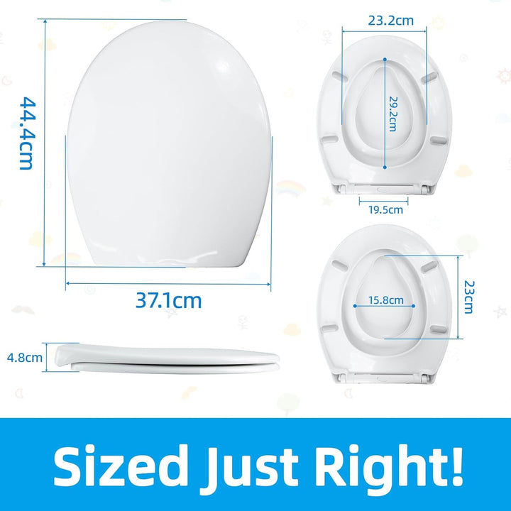 Familien Toilettendeckel mit Kinderaufsatz, 2-in-1 WC-Sitz Oval aus PP Kunststoff, Sanfte Absenkauto