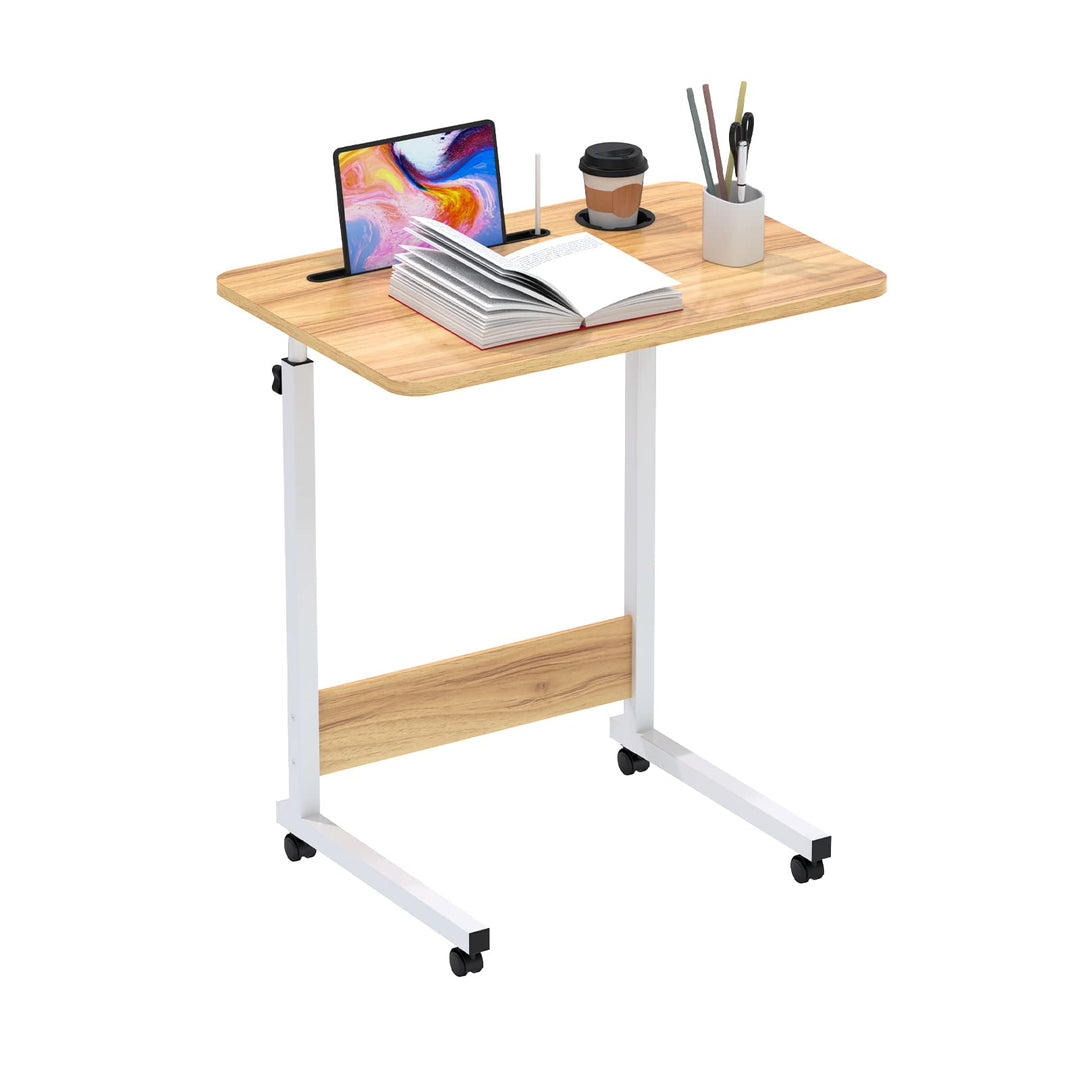 PIPIPOXER 60x40cm Laptoptisch mit Rollen, Laptoptisch höhenverstellbarer 69-90 cm, Schreibtisch Comp