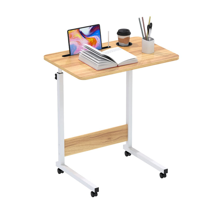 PIPIPOXER 60x40cm Laptoptisch mit Rollen, Laptoptisch höhenverstellbarer 69-90 cm, Schreibtisch Comp