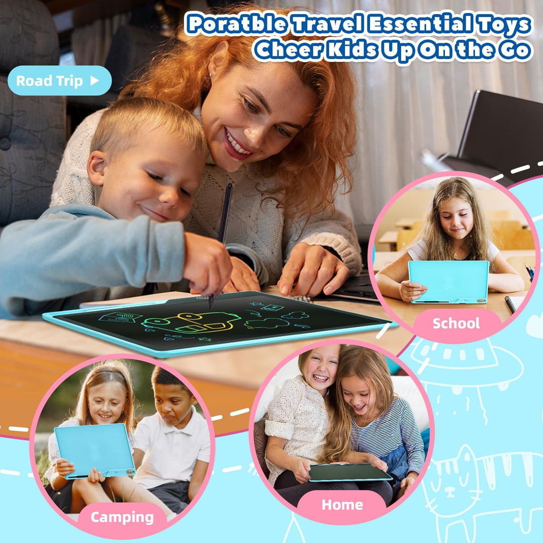Kinayue LCD Schreibtafel Kinder Wiederaufladbare 13 Zoll Maltafel Zaubertafel Blau,Umweltfreundlich