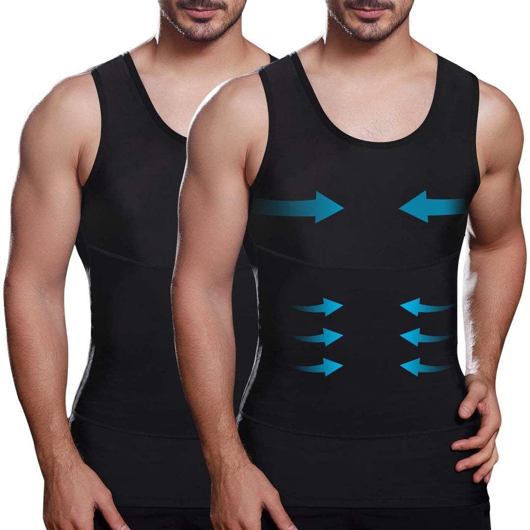 Lgtfy Herren Bauchweg-Unterhemden, figurformende Weste, Gynäkomastie-Kompressions-Shirts, Bauchkontr
