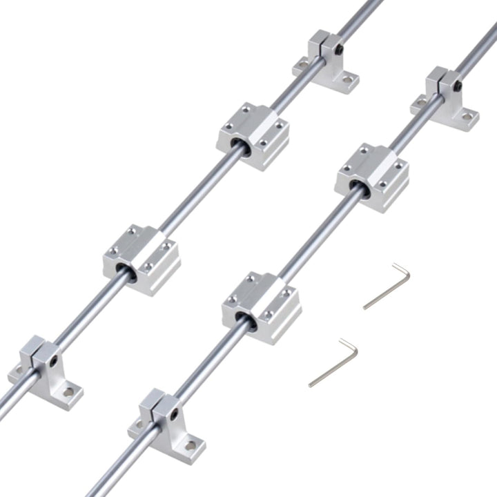 GooEquip 2 Stück Linearwelle Ø20mm 1200mm Linearführung Horizontale Präzisionswelle Linearlager + 4