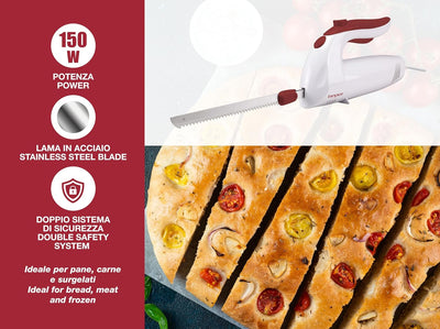 BEPER BP.790 – Elektrisches Küchenmesser für Fleisch, Brot, Tiefkühl, Käse, Obst und Gemüse, Doppelk