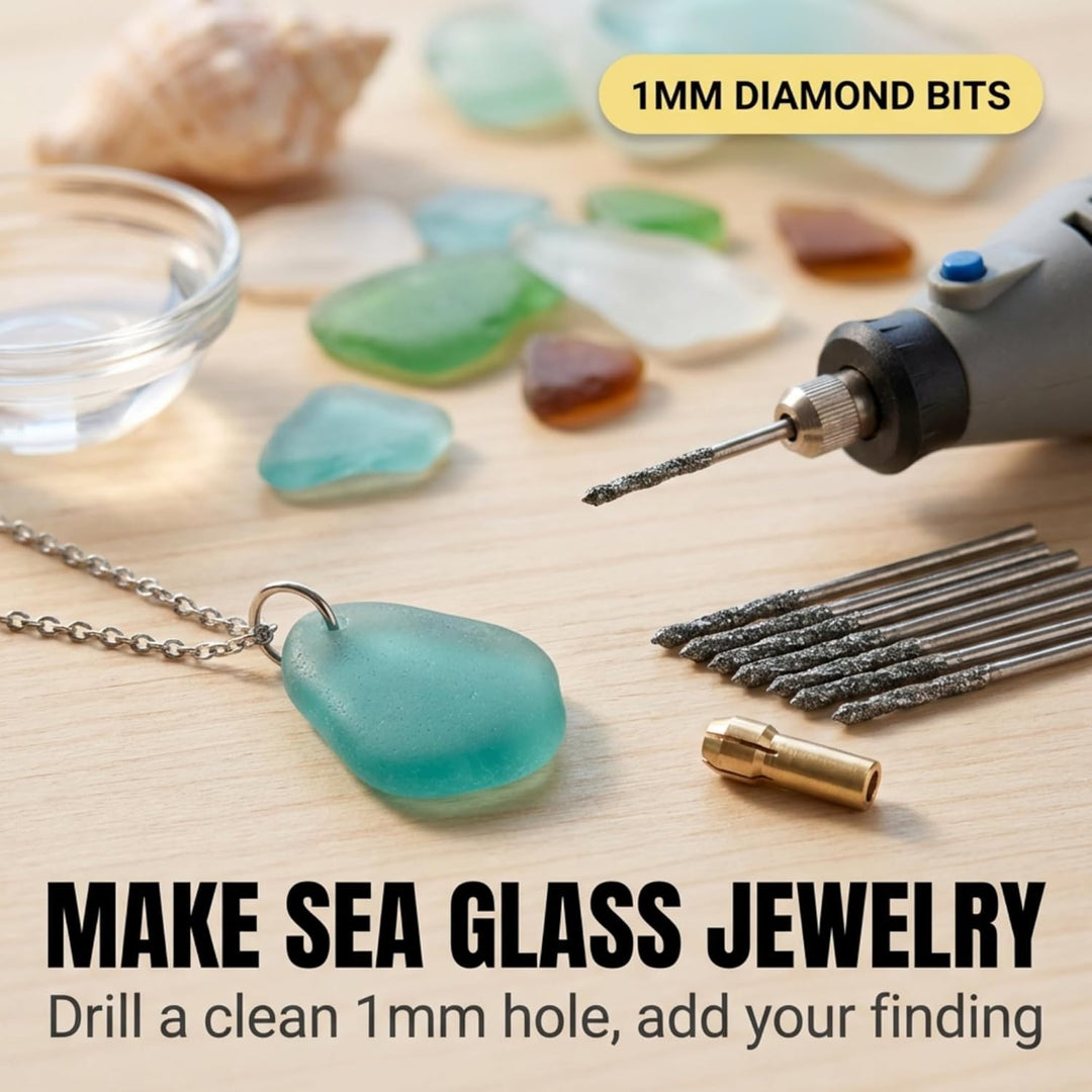 Drilax 1mm Diamantbohrer Set – Diamantbeschichtete Mikro Bohrer für Schmuck, Glas, Muscheln, Edelste