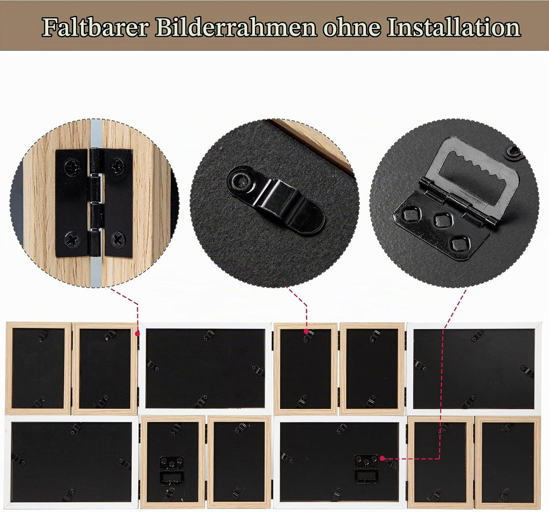 SUMGAR Bilderrahmen Collage Holz Weiss Mehrere 10x15 Fotorahmen Tischrahmen Wandrahmen mit HD Glas M