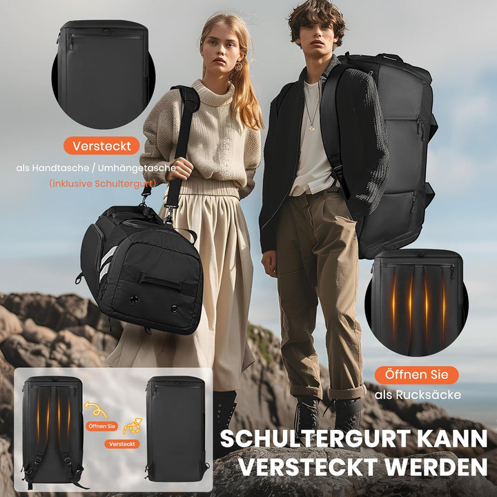 Sporttasche Herren, 58L Reisetasche Gross Sporttasche mit Schuhfach und Nassfach, Gross Trainingstas