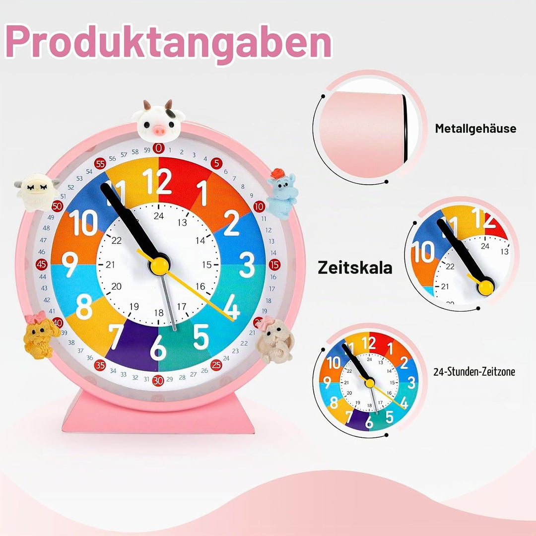 Kinder Wecker, Kinderwecker für Schulanfänge, Kein Tickendes Geräusch, Mit Nachtlicht und Schlummerf