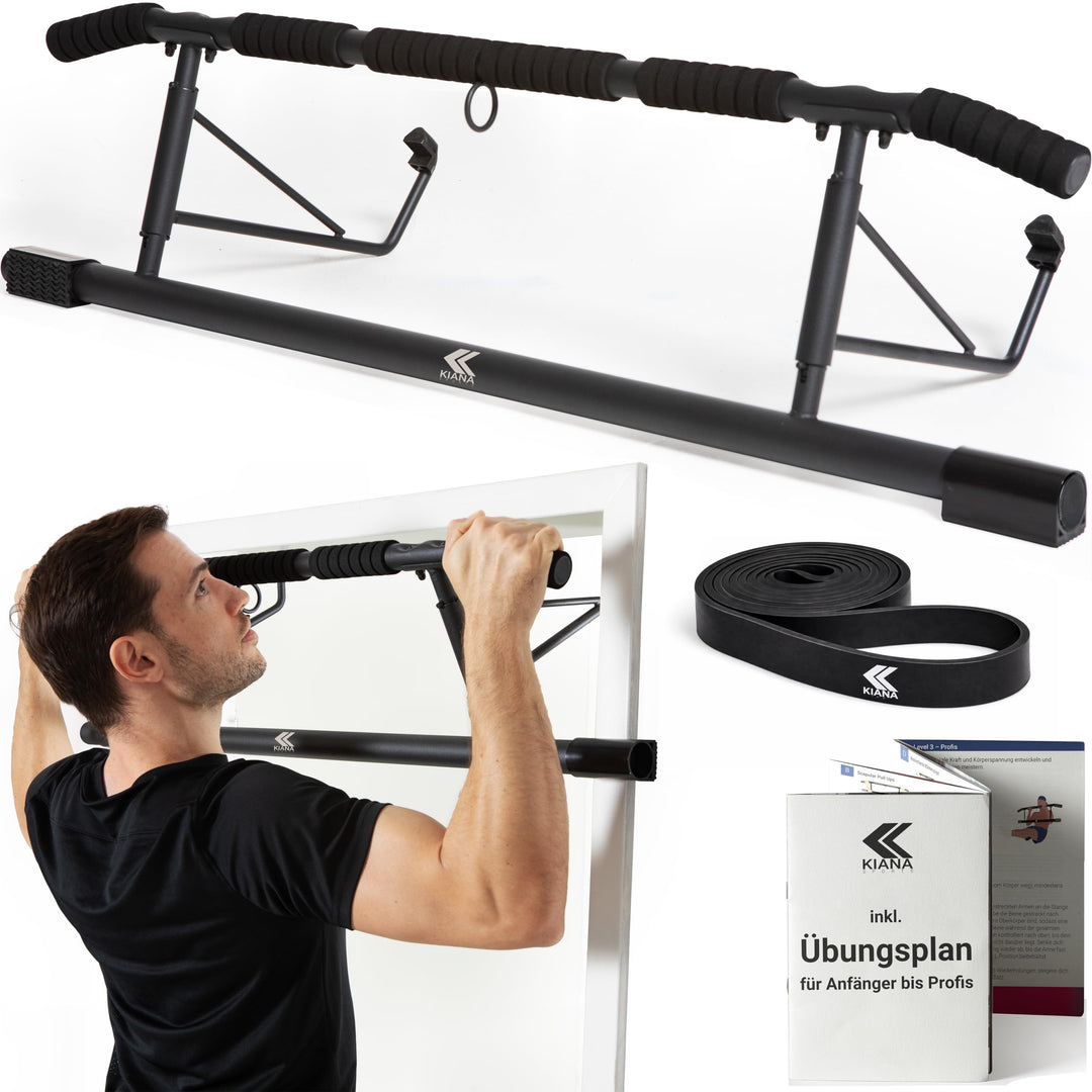 KIANA Sports Klimmzugstange für Türrahmen ohne Bohren & ohne Schrauben | Pull Up Bar Tür bis 150kg |