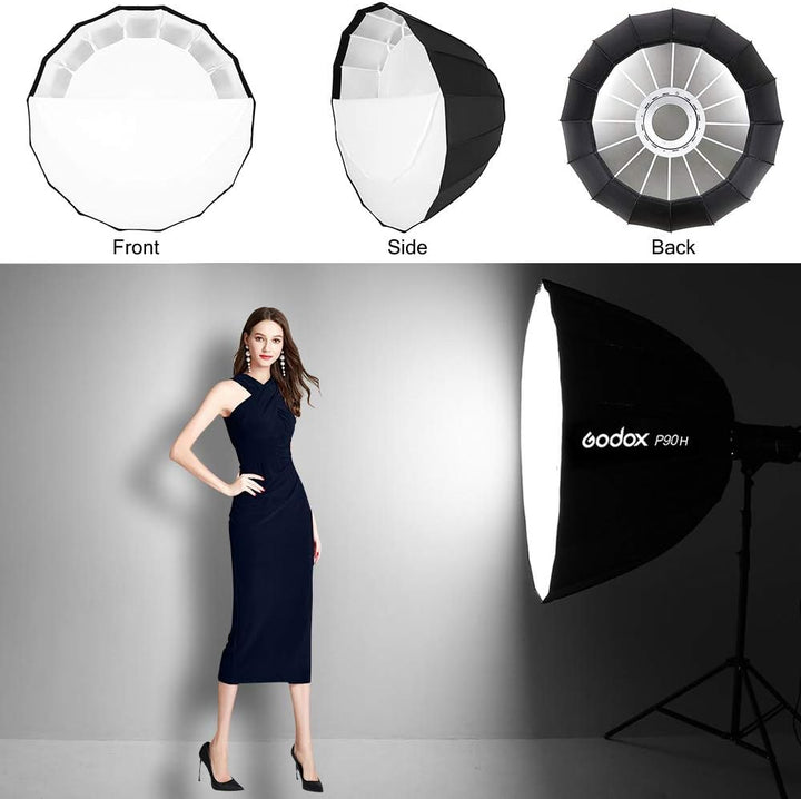 GODOX 90cm Deep Softbox P90L Bowens Mount für Studio Monolight Flash Light (P90L), P90L