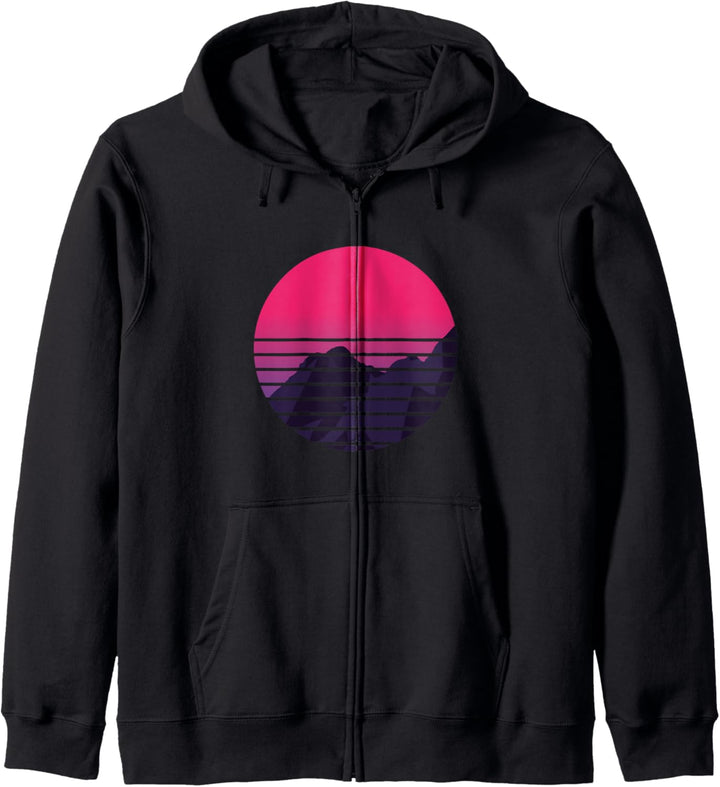 Wandern Design mit retro Bergsonne für Wanderer Kapuzenjacke