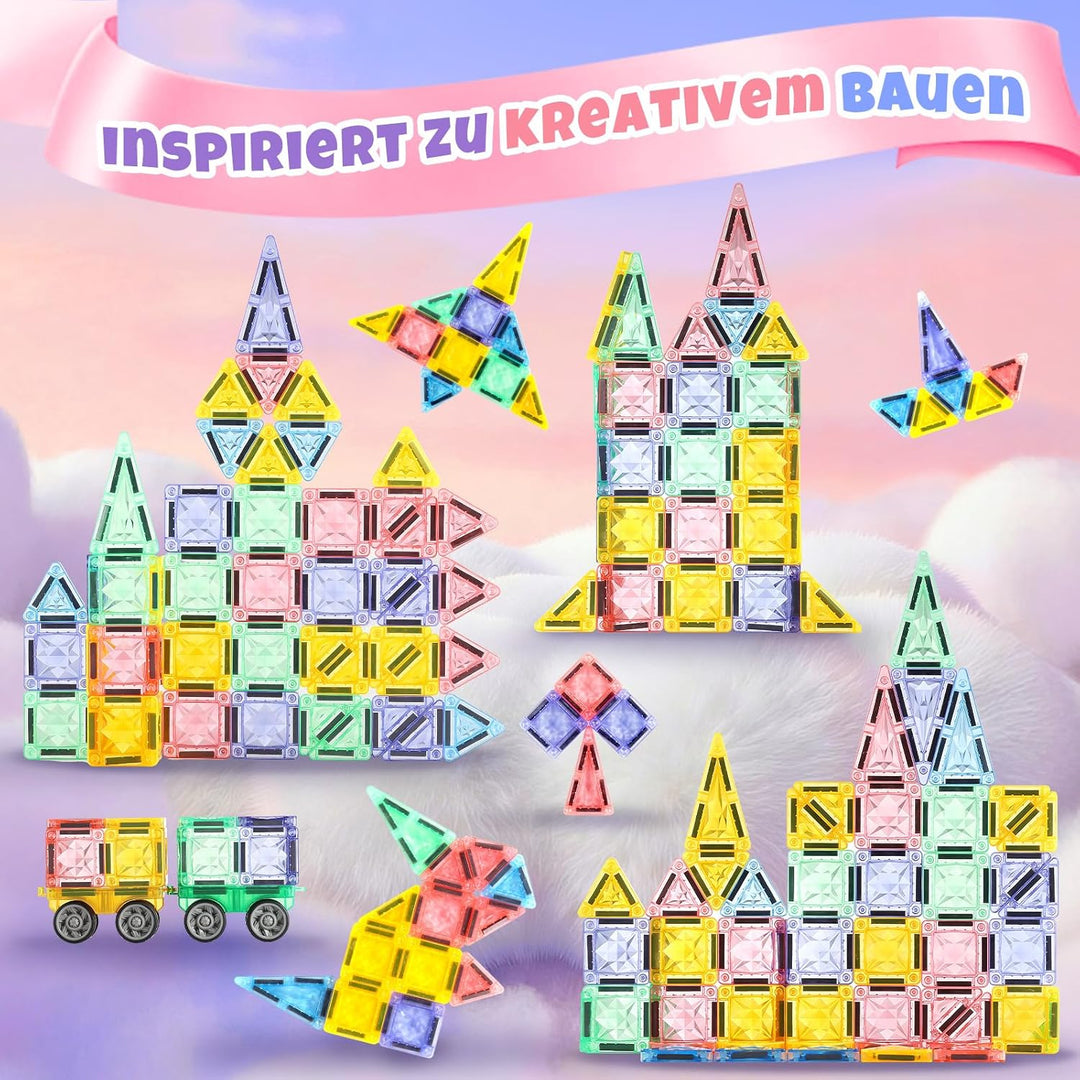 GAGAKU Mini Magnetische Bausteine Reisespielzeug 62 Teiles Magnetbausteine Resiseset Kinderspielzeug