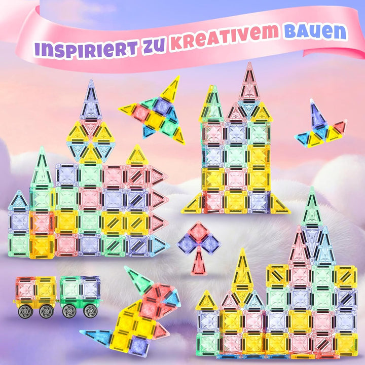 GAGAKU Mini Magnetische Bausteine Reisespielzeug 62 Teiles Magnetbausteine Resiseset Kinderspielzeug