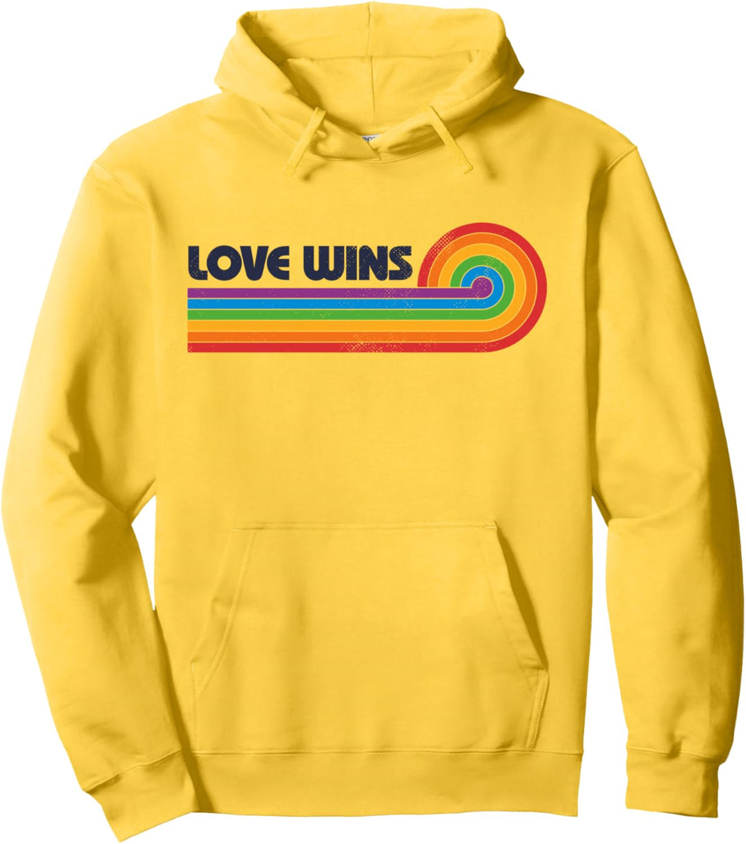 LGBTQ Love Wins Gay Pride LGBT Ally Rainbow Flag Vintage Pullover Hoodie