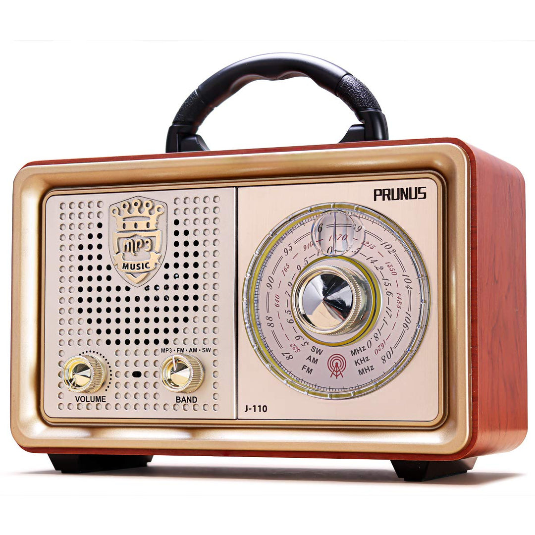 PRUNUS J-110 AM/FM/SW Kofferradio Retro Radio mit Bluetooth, Nostalgie Radio mit Gehäuse in Holzopti