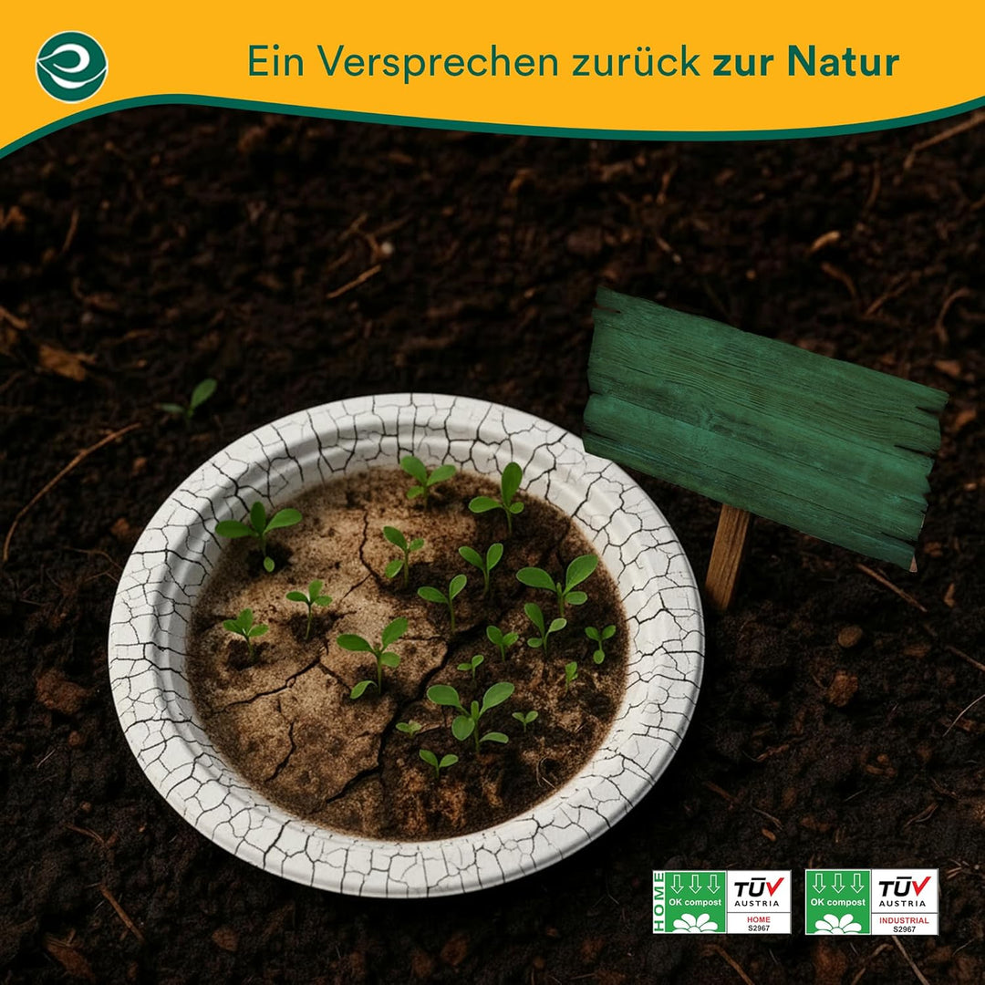 ECO SOUL weisse 23 cm (9 Zoll) runde Bagasse-Papierteller (100 Stück), Einweggeschirr, 100% komposti
