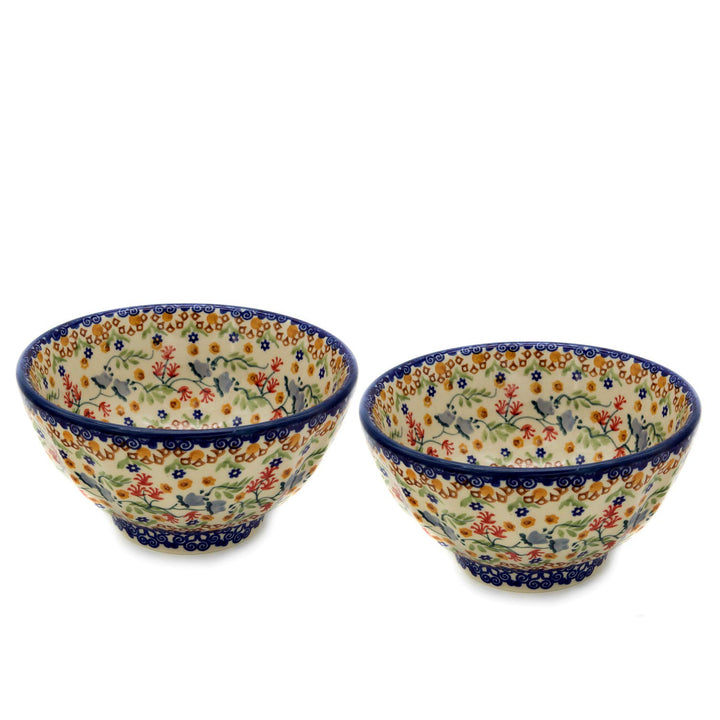 Bunzlauer Mehrzweckschalen 13,5 cm geriffelt im Set zu 2 Stück (Dekor Florac), Dekor Florac
