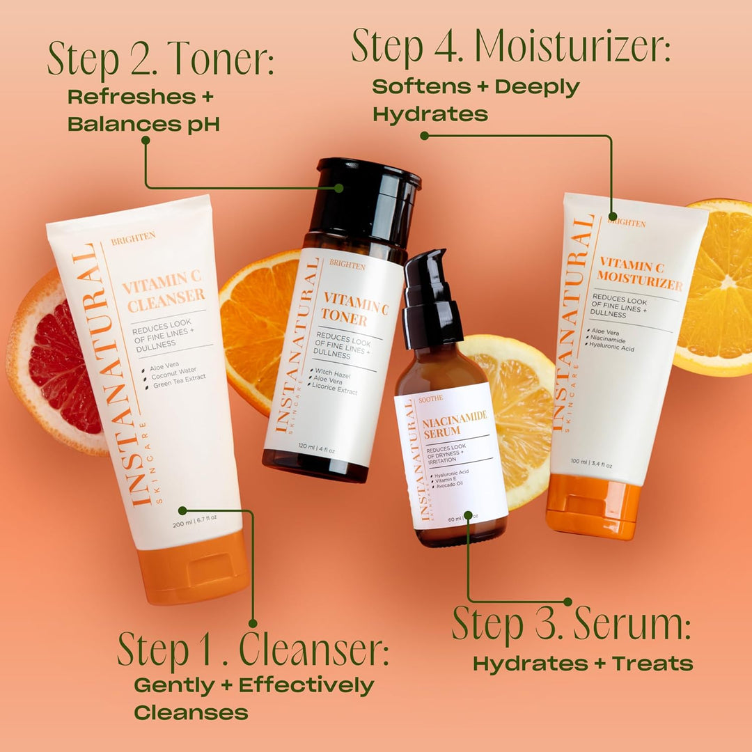 InstaNatural Niacinamid-5% Gesichts-Serum – Anti-Aging Feuchtigkeitsspender mit Vitamin B3. Reduzier