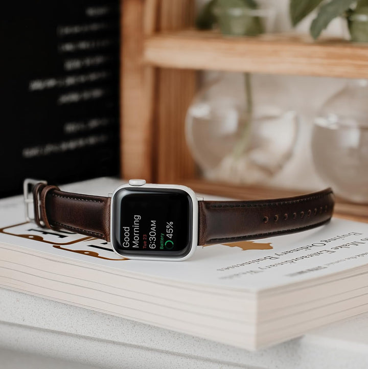 Archer Watch Straps - Uhrenarmbänder aus Hochwertigem Genarbtem Leder für Apple Watch Dunkle Kastani
