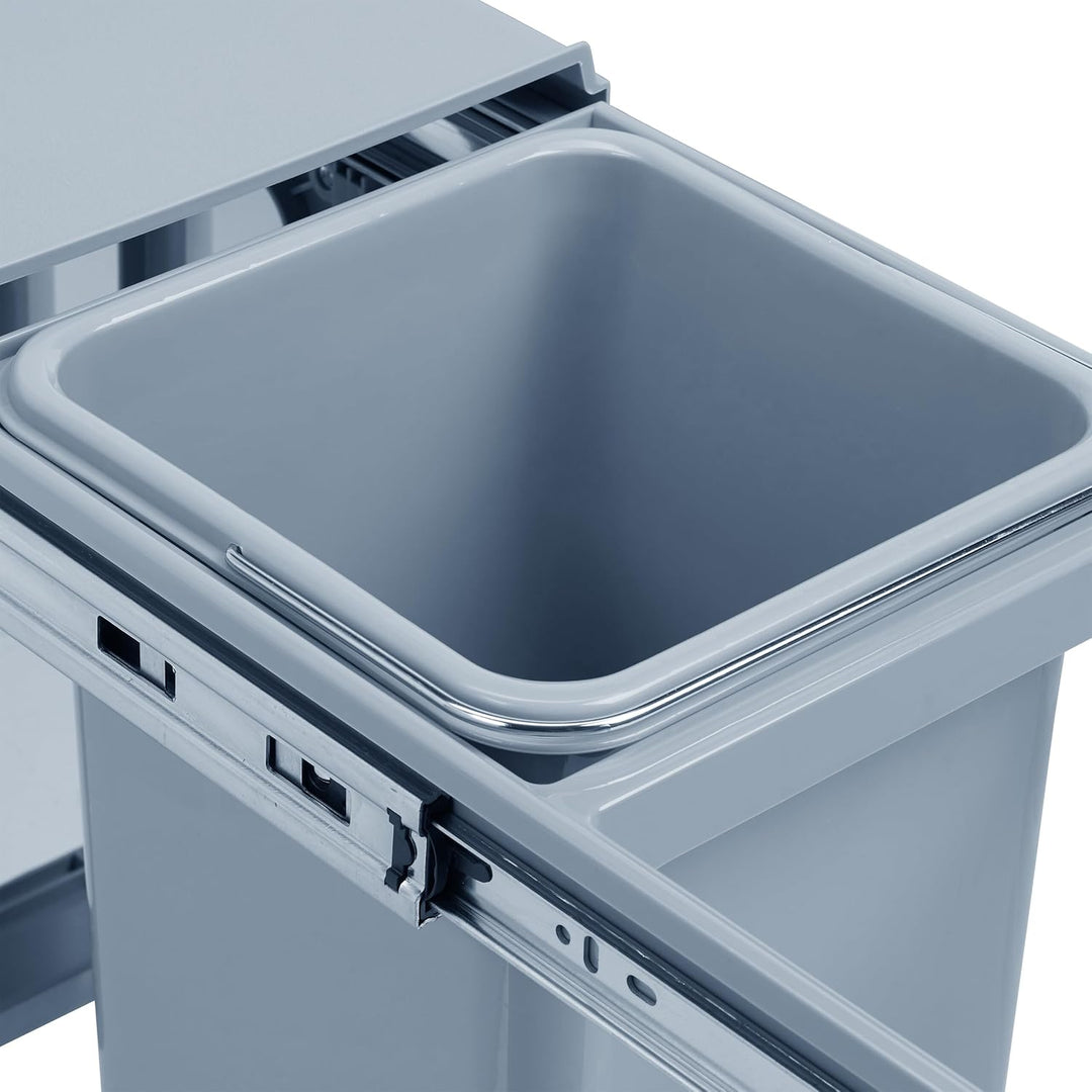 Relaxdays Einbaumülleimer Küche, Auszug, Duo je 8 l, Müllsystem Unterschrank, Kunststoff, HxBxT: 35,