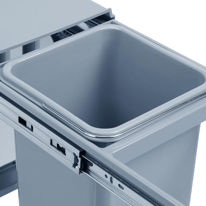 Relaxdays Einbaumülleimer Küche, Auszug, Duo je 8 l, Müllsystem Unterschrank, Kunststoff, HxBxT: 35,
